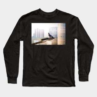 Urban dove on street lamp Long Sleeve T-Shirt